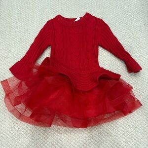 Bonnie baby red Knit Dress with Tulle Skirt 18 months